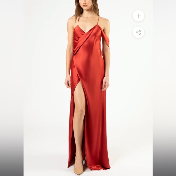 Michelle Mason Strappy Silk Wrap Gown in Cayenne. Worn once. Perfect condition - Picture 1 of 9